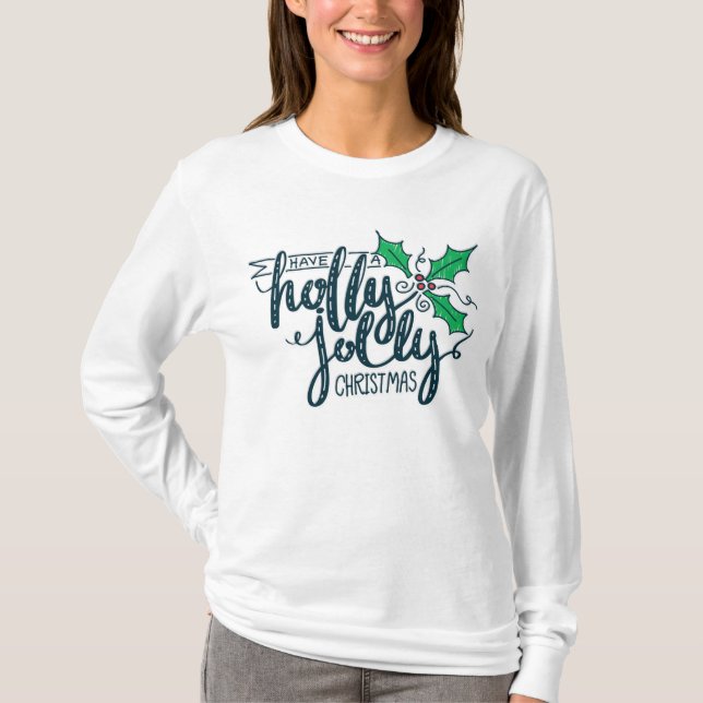 T-shirt Vacances Festives de Noël Holly Jolly (Devant)