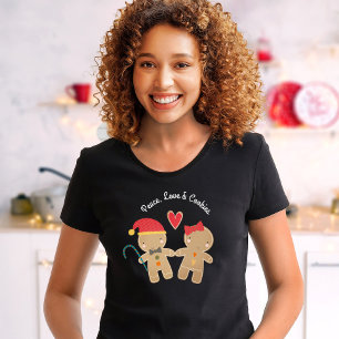 T-shirt Vacances Gingerbread Garçon Fille Peace Love Cooki