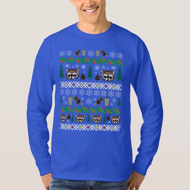 T-shirt Vacances hideux Racoon de Noël (Devant)