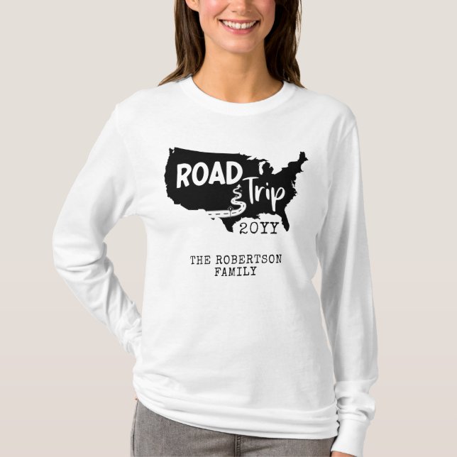 T-shirt Vacances personnalisées | Family Road Trip USA Car (Devant)