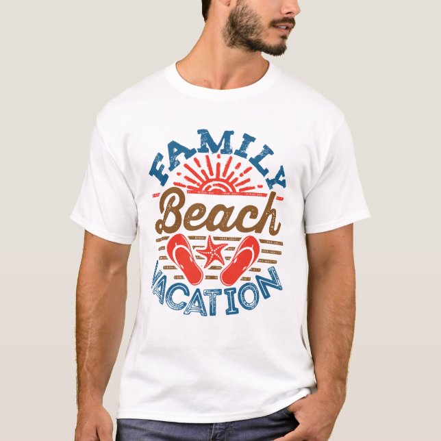 T-shirt Vacances Plage Familiale (Devant)