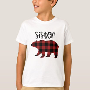 T-shirt Vacances rouges d'ours de soeur de plaid de