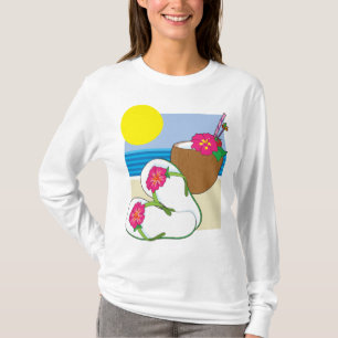 T-shirt Vacances tropicales sur la plage noix de coco fleu