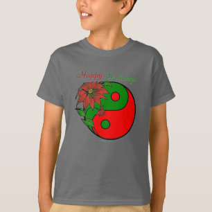 T-shirt Vacances Yin Yang Poinsettia Rouge Vert