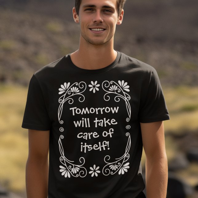 T-shirt Vacation Custom Text Carefree Holiday (The text is customizable. So is the color of the floral frame.)