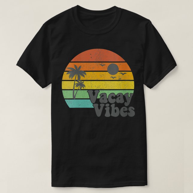 T-shirt Vacay Vibes Retro Beach Vacances Summer Quo (Design devant)