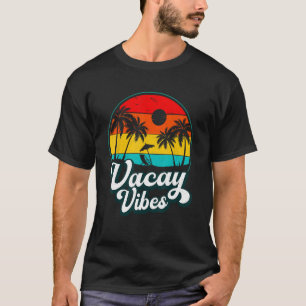 T-shirt Vacay Vibes Rétro Palm Tree Sunset Beach Vacances