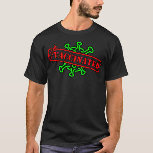 T-shirt Vacciné dans le monde entier, Noir, Petit