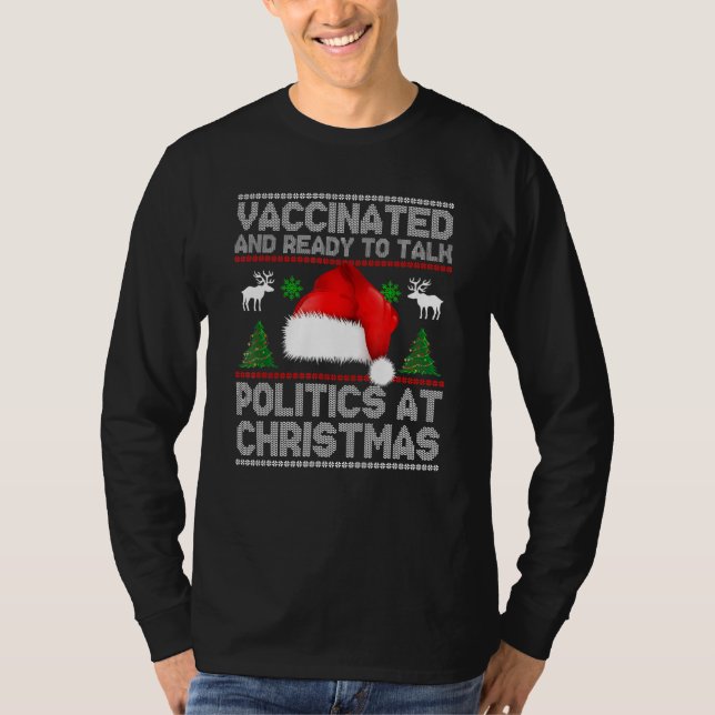 T-shirt Vacciné Drôle Et Prêt À Parler Politique Au Chr (Devant)