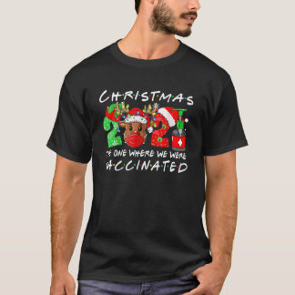 T-shirt Vacciné Noël 2021 Père Noël Face Portant Un Mas