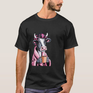 T-shirt Vache à café Matin Animal Drôle Fatigué