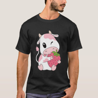 T-shirt Vache à Imprimer Fraise Kawaii Animal