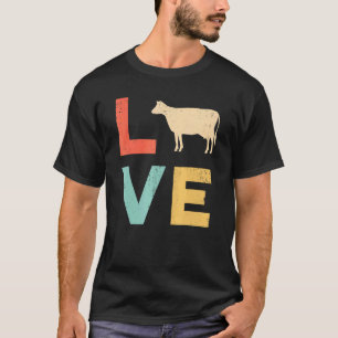 T-shirt Vache Amour Rétro Vintage Bétail Fermier Laitier