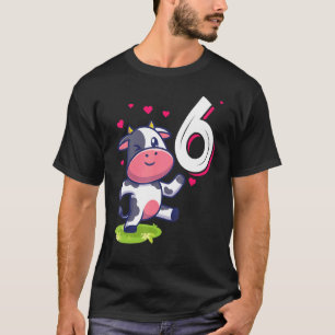 T-shirt Vache Animal 6ème Anniversaire Fille Journée 6 An
