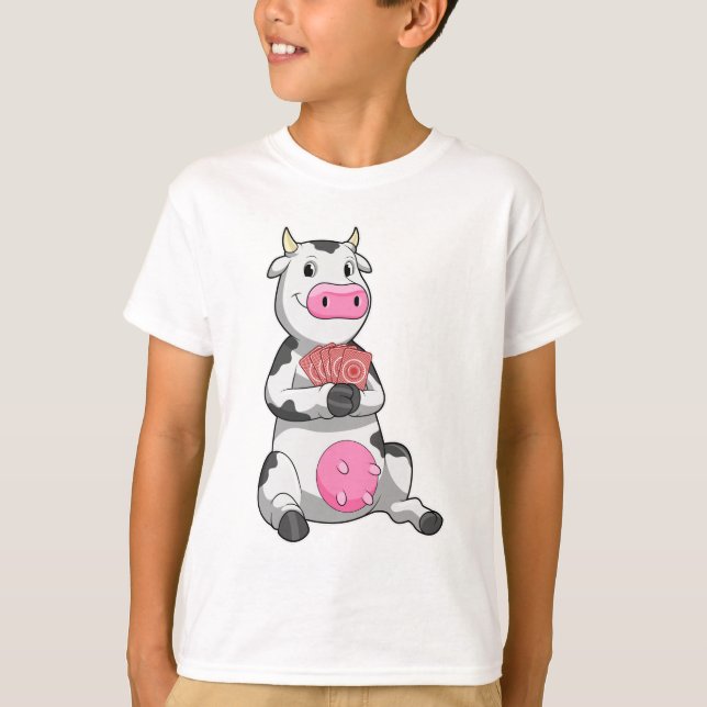 T-shirt Vache au Poker avec cartes de Poker (Devant)