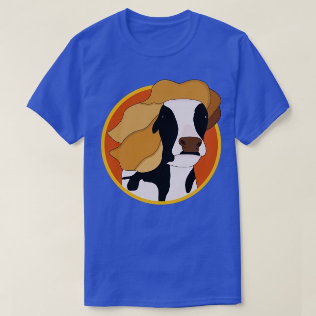 T-shirt Vache avec perruque blonde (Design devant)