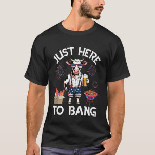 T-shirt Vache Boit Bière BBQ Pétard Juste Ici Pour Explose