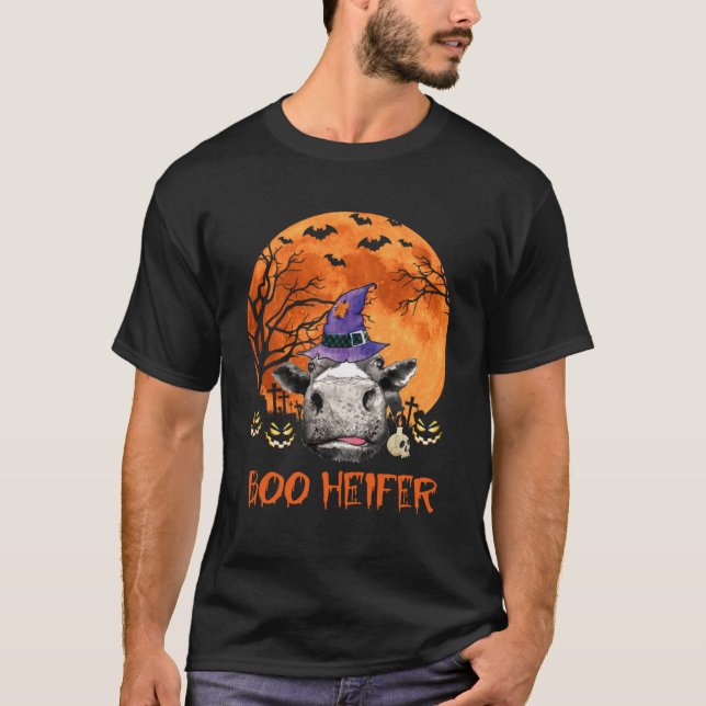 T-shirt Vache Boo Heifer Witch Halloween Fermier Costum (Devant)