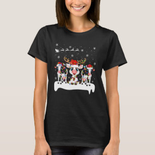 T-shirt Vache Bovins Lumières de Noël Renne Chapeau de Pèr