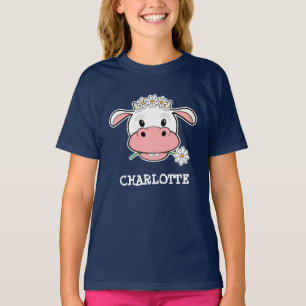 T-shirt Vache charmante au dessin   Nom personnalisé T-shi