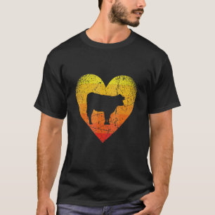 T-shirt vache coeur vintage rétro