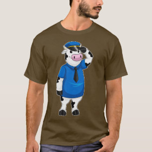 T-shirt Vache comme agent de police avec casquette de poli