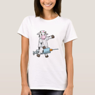 T-shirt Vache comme infirmière avec coeur et seringue