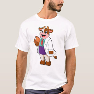 T-shirt Vache comme infirmière avec livre
