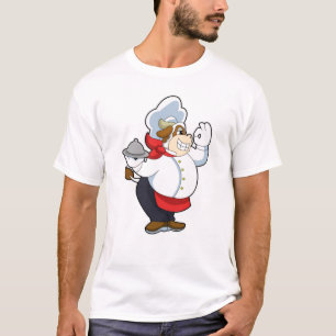 T-shirt Vache comme serveur avec assiette servante