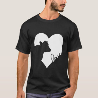 T-shirt Vache dans les vaches d'amour de coeur