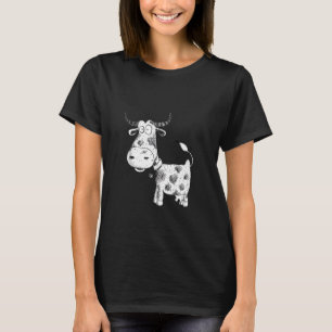 T-shirt Vache de dessin animé fou Design d'animal de ferme
