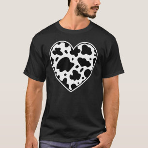 T-shirt Vache de fermier en cuir de vache cœur noir et bla