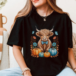 T-shirt Vache de Highland bébé d'automne Saison effrayante