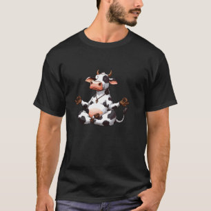 T-shirt Vache de méditation pose de yoga animal relaxant