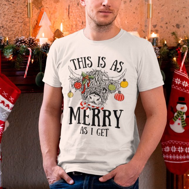 T-shirt Vache de Noël drôle Highland (funny christmas highland cow t-shirt)