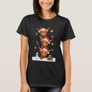 T-shirt Vache des Highlands de Noël Enfants Chapeau de Pèr