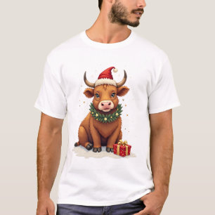T-shirt Vache des Highlands de Noël vintage avec cadeaux M