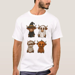 T-shirt Vache des Highlands Halloween Drôle d'automne Somb