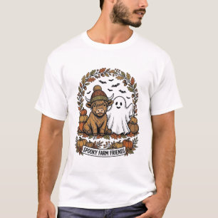 T-shirt Vache des Highlands Halloween Fantôme Citrouille A