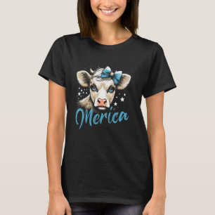 T-shirt Vache des Highlands Mignonne 14 Juillet USA Drapea