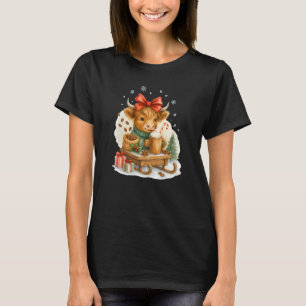T-shirt Vache des Highlands Noël Café Cacao Traîneau Migno