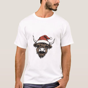T-shirt Vache des Highlands Noël Xmas Santa Laineuse Ferme