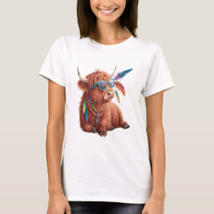 T-shirt Vache des Highlands Png, Vache Cool Png, Lunettes