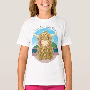 T-shirt Vache des montagnes écossaise avec les cheveux