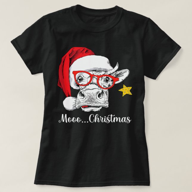 T-shirt Vache drôle de bétail avec Santa Hat Lover Noël Pa (Design devant)