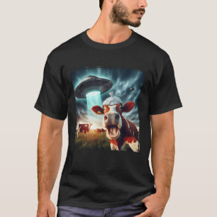 T-shirt Vache drôle enlèvement par OVNI Selfie Hilarant Al