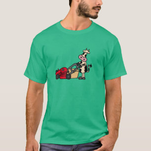 T-shirt Vache drôle poussant la bande dessinée rouge de
