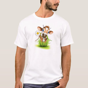 T-shirt Vache du Jersey dans l'herbe