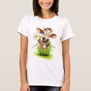 T-shirt Vache du Jersey dans l'herbe