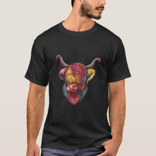 T-shirt Vache écossaise des Highlands colorée